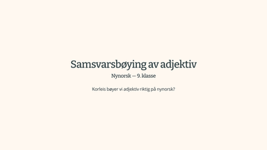 Digital presentasjon med eksempelsetninger til felles øving — Nynorsk: Samsvarsbøying av adjektiv
