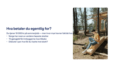 PowerPoint/presentasjon om skattetyper og den norske velferdsmodellen — Skatt