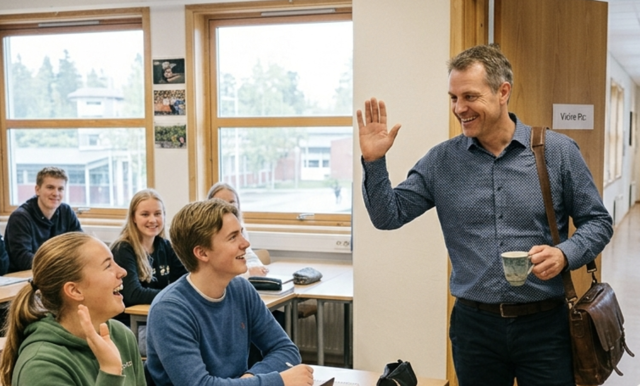 Lærer og elev i positiv samhandling