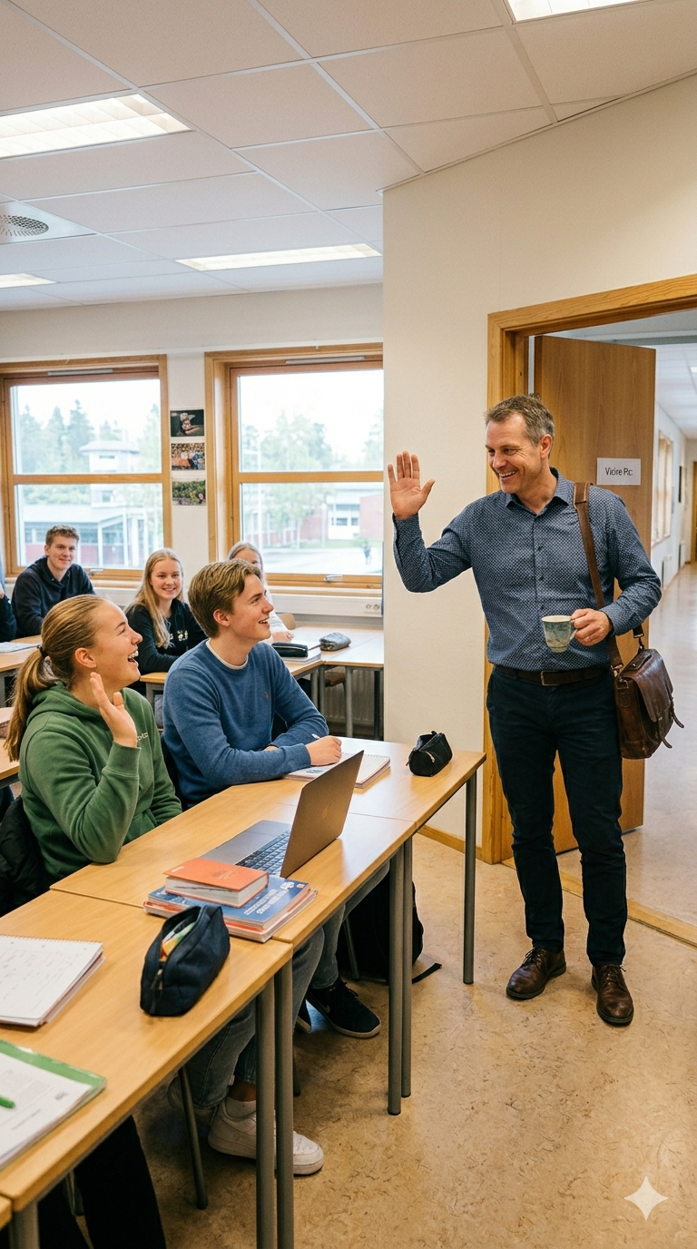 Lærer og elev i positiv samhandling